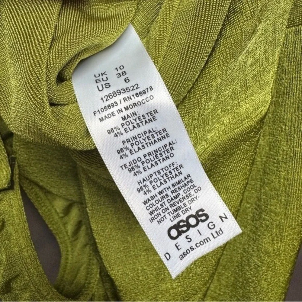 ASOS DESIGN slinky wrap over bodysuit in‎ olive NWT Sz 6 - Picture 3 of 4